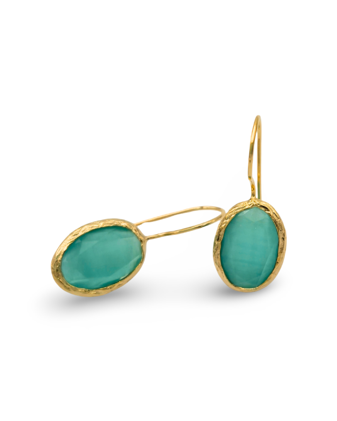 amazonit altın kaplama küpe