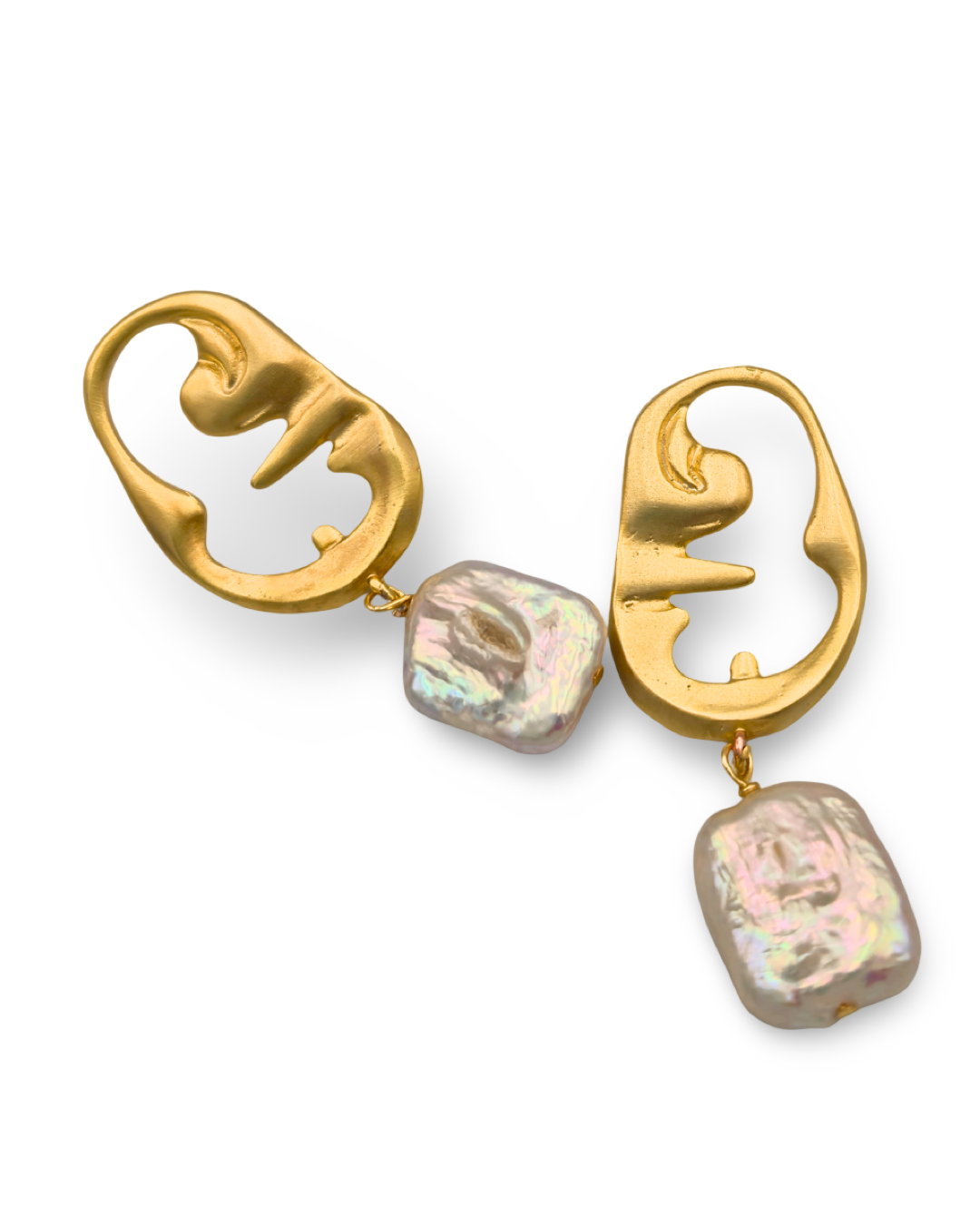 barok inci altın kaplama küpe